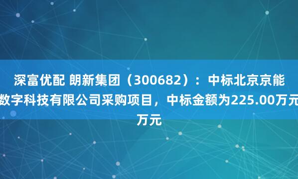 深富优配 朗新集团(300682):中标北京京能数字科技有限公司采购项目,中标金额为225.00万元